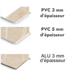Panneau de douche motif marbre naturel beige - PVC et ALU épaisseurs