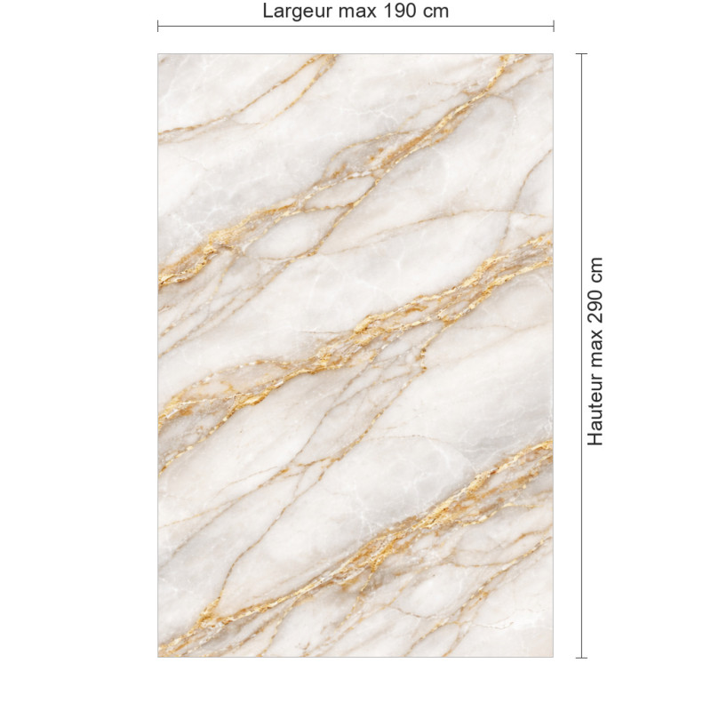 Panneau de douche motif marbre gris et ocre étendu dimensions max 190x290 cm