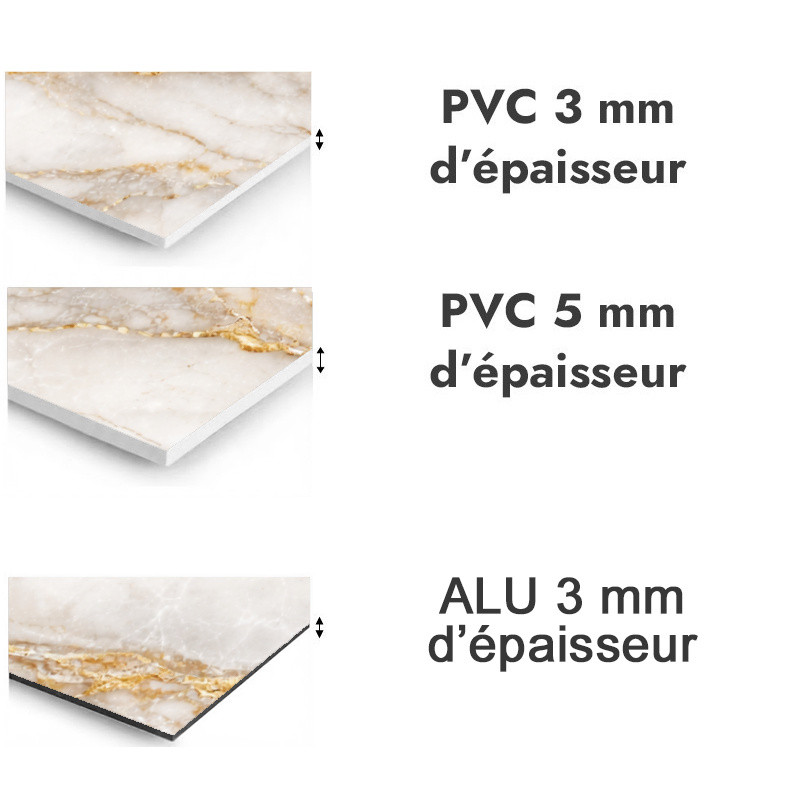 Panneau de douche motif marbre gris et ocre étendu - PVC et ALU épaisseurs