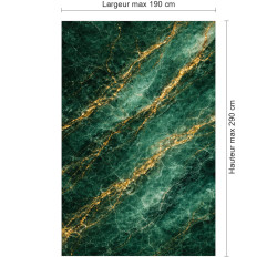 Panneau de douche motif marbre vert émeraude doré dimensions max 190x290 cm