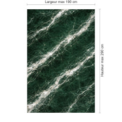 Panneau de douche motif marbre vert forêt et veines blanches dimensions max 190x290 cm