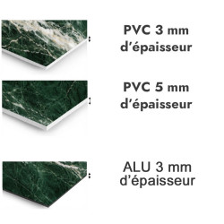 Panneau de douche motif marbre vert forêt et veines blanches - PVC et ALU épaisseurs