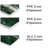 Panneau de douche motif marbre vert forêt et veines blanches - PVC et ALU épaisseurs