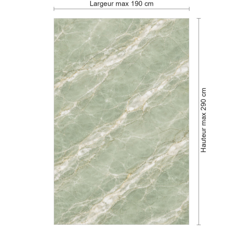 Panneau de douche motif marbre vert sauge et veines délicates dimensions max 190x290 cm