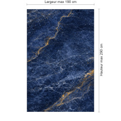Panneau de douche motif marbre bleu foncé et ocre dimensions max 190x290 cm