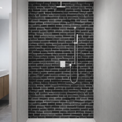 Panneau de douche motif briques noires mise en situation