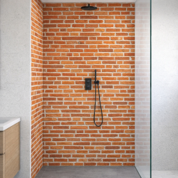 Panneau de douche motif briques rouges mise en situation
