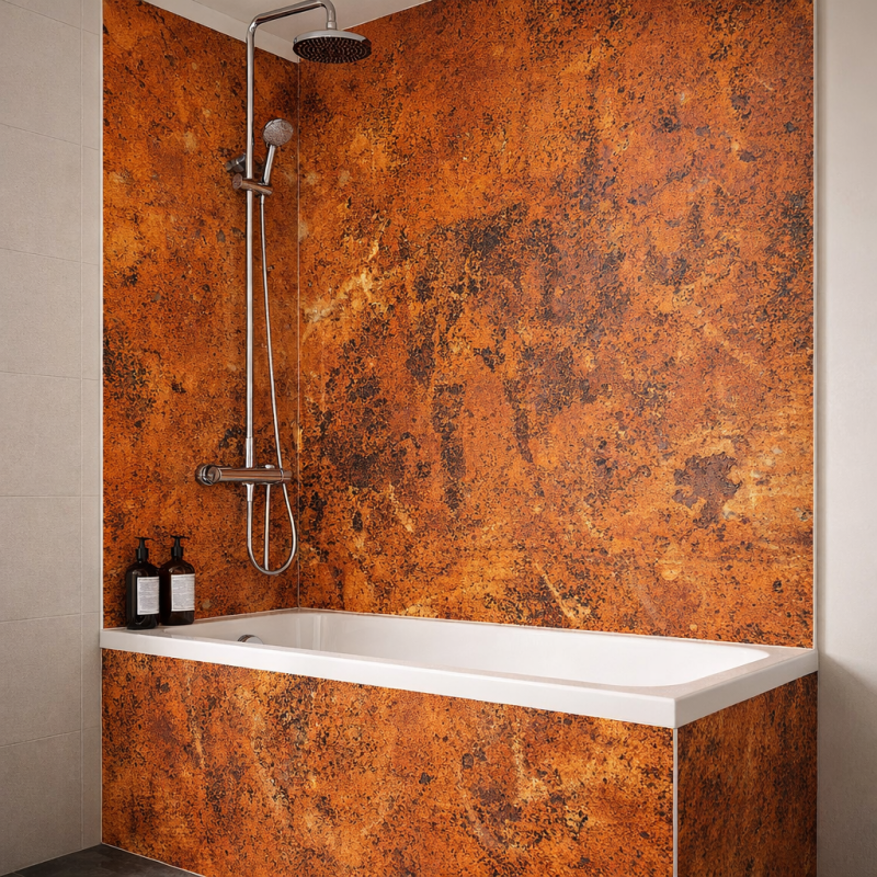 Panneau de douche motif métal rouillé mise en situation