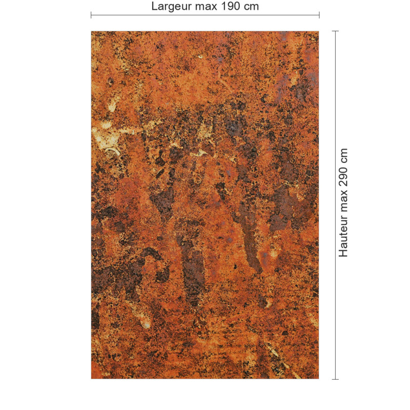 Panneau de douche motif métal rouillé dimensions max 190x290 cm