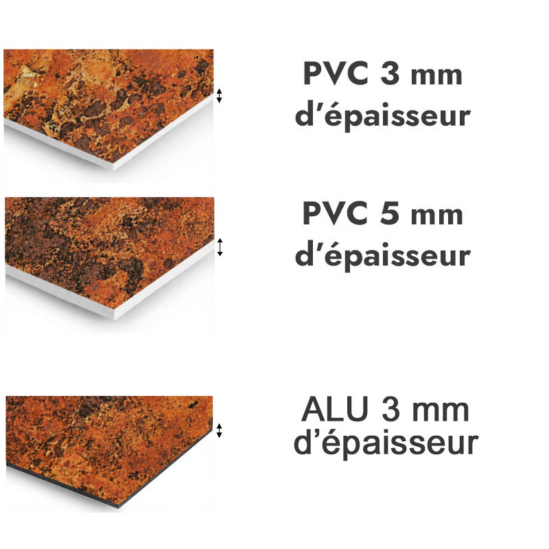 Panneau de douche motif métal rouillé - PVC et ALU épaisseurs