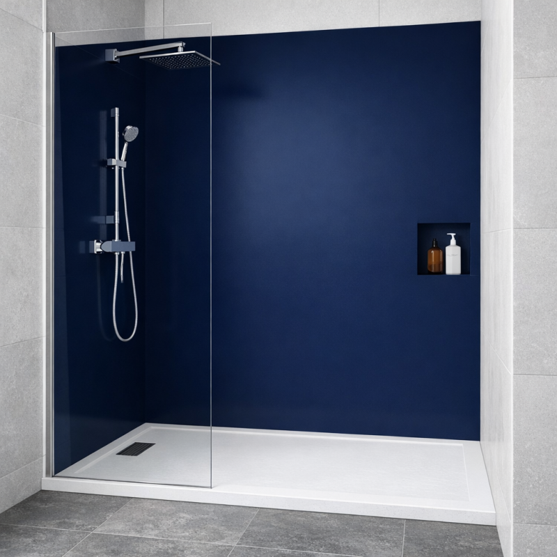 Panneau de douche bleu foncé sur mesure | Livraison gratuite