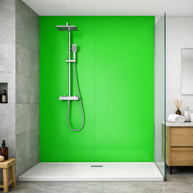 Panneau de douche vert sur mesure | Livraison gratuite