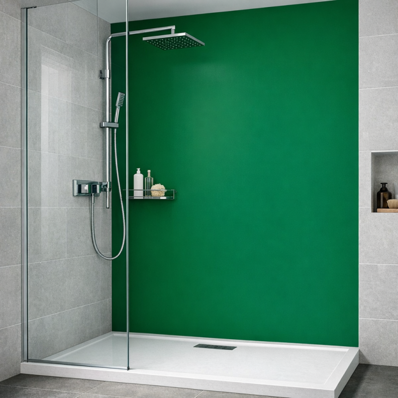 Panneau de douche vert bouteille sur mesure | Livraison gratuite