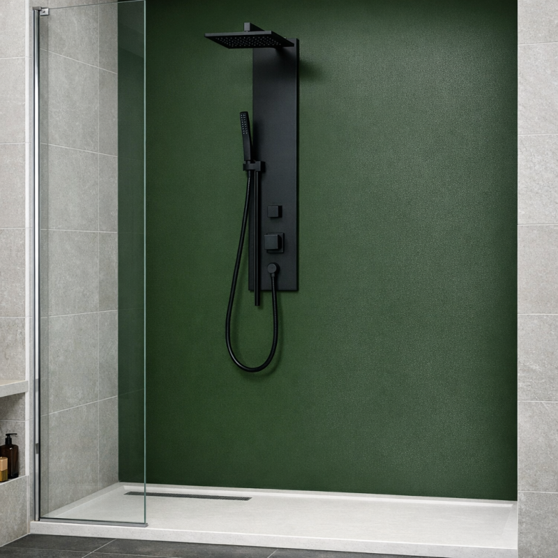 Panneau de douche vert militaire sur mesure | Livraison gratuite