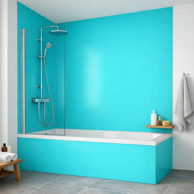 Panneau de douche vert lagon sur mesure | Livraison gratuite