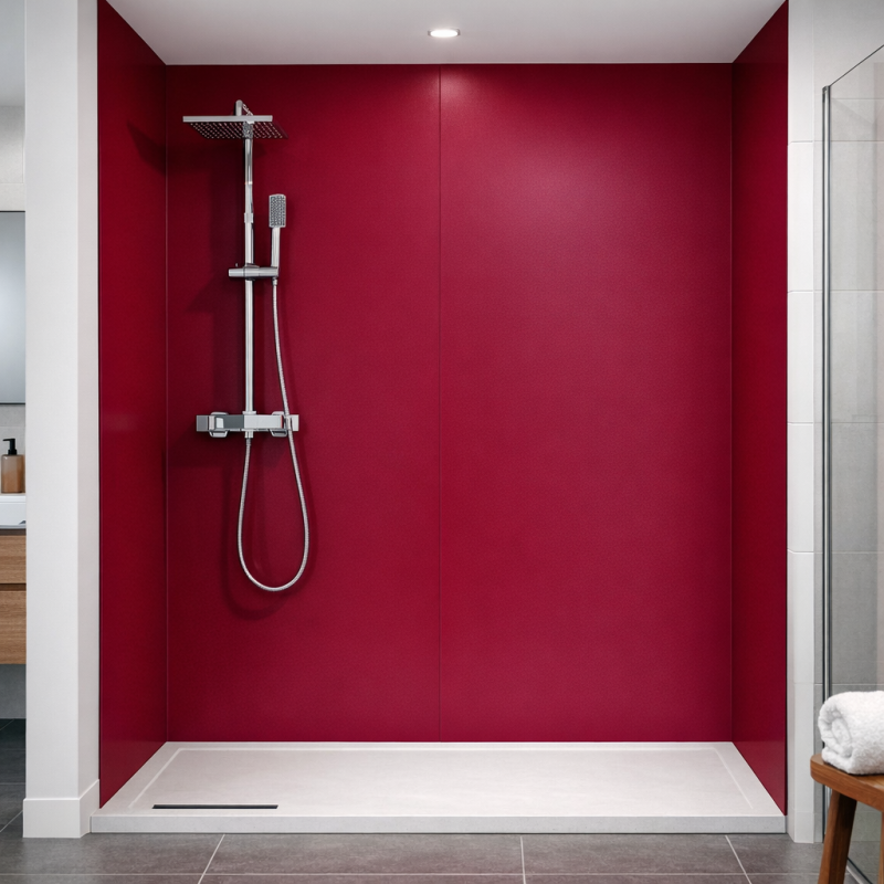 Panneau de douche rouge grenat sur mesure | Livraison gratuite