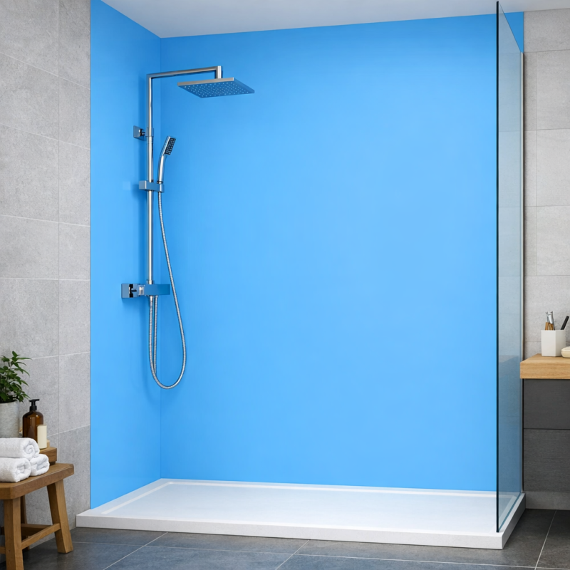 Panneau de douche bleu clair sur mesure | Livraison gratuite