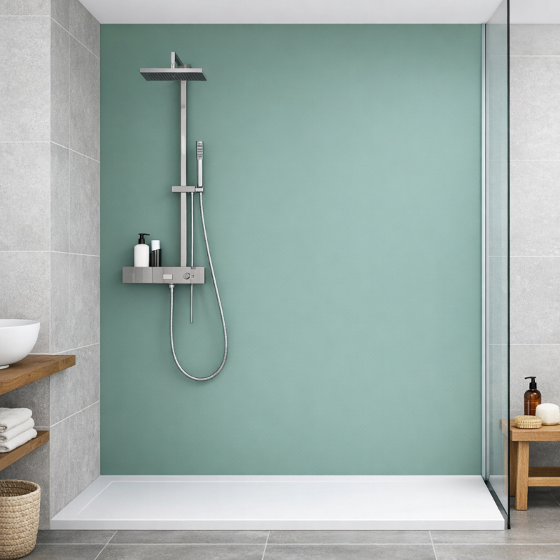 Panneau de douche vert céladon sur mesure | Livraison gratuite
