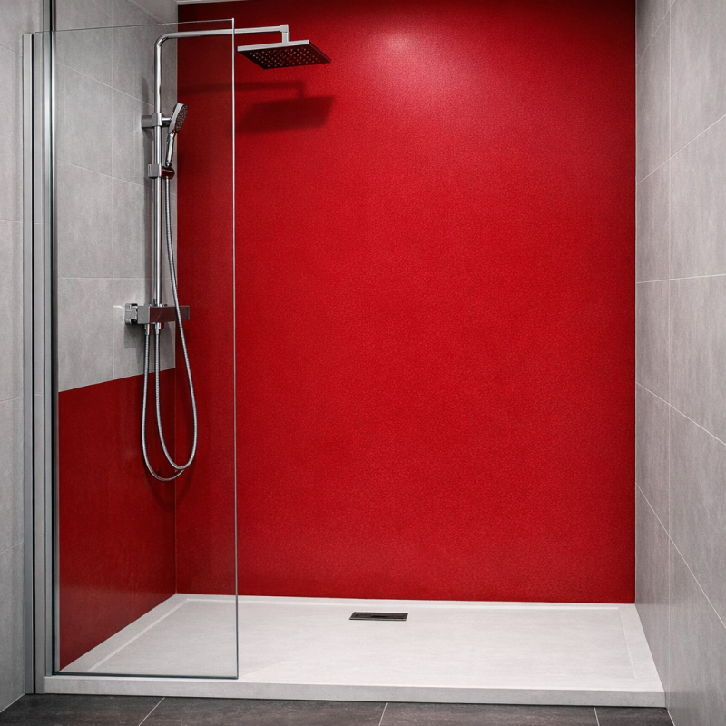 Panneau de douche rouge brique sur mesure | Livraison gratuite