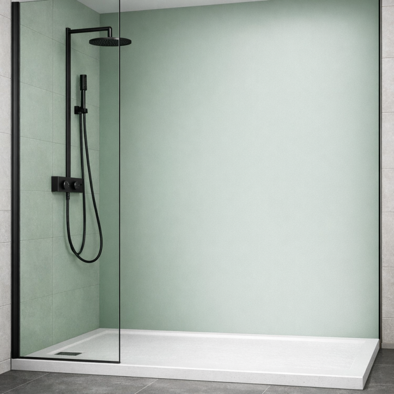 Panneau de douche vert amande sur mesure | Livraison gratuite