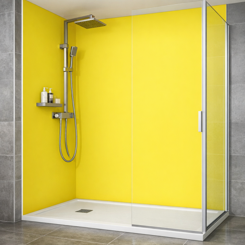 Panneau de douche jaune moutarde sur mesure | Livraison gratuite