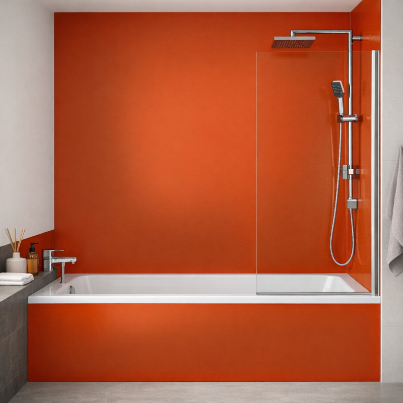 Panneau de douche orange foncé sur mesure | Livraison gratuite