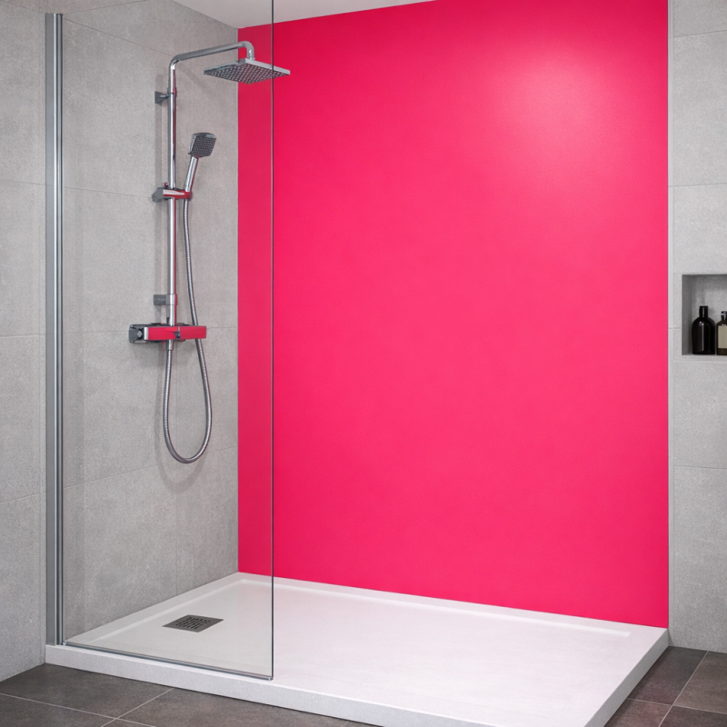 Panneau de douche rouge cerise sur mesure | Livraison gratuite