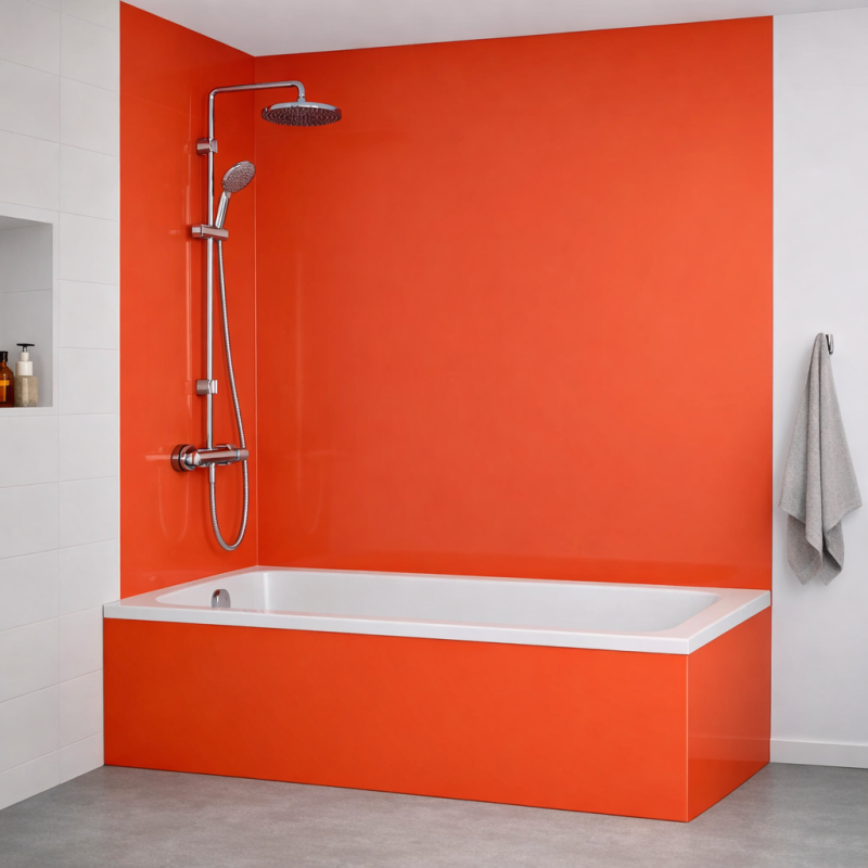 Panneau de douche orange terracotta sur mesure | Livraison gratuite