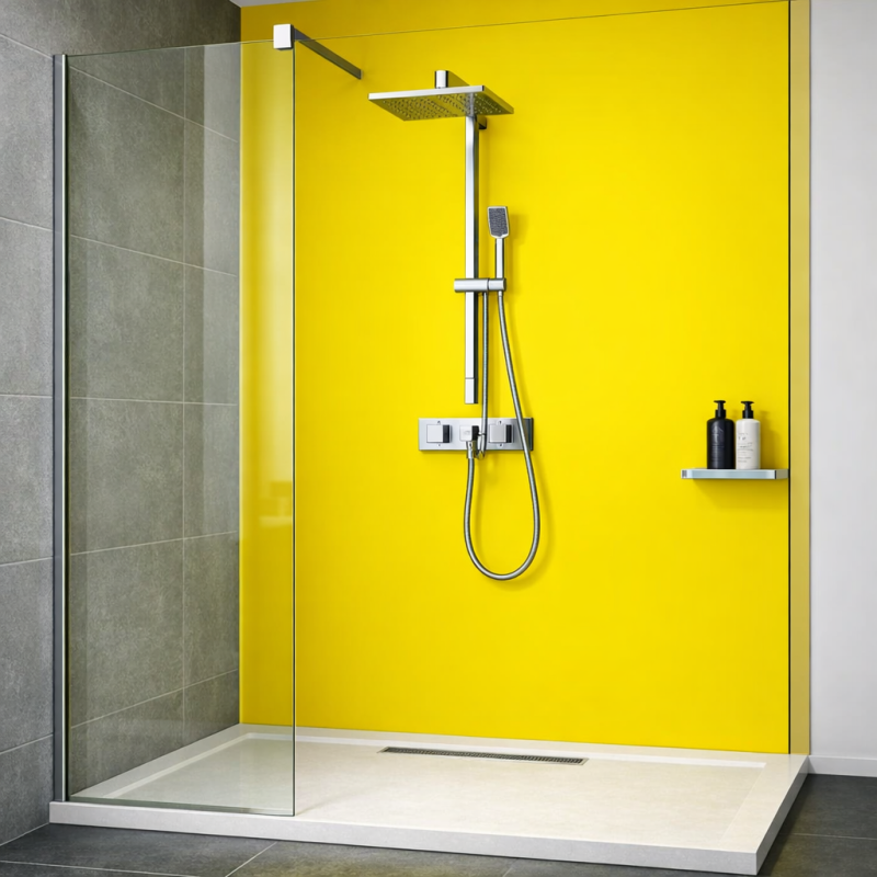 Panneau de douche jaune canari sur mesure | Livraison gratuite