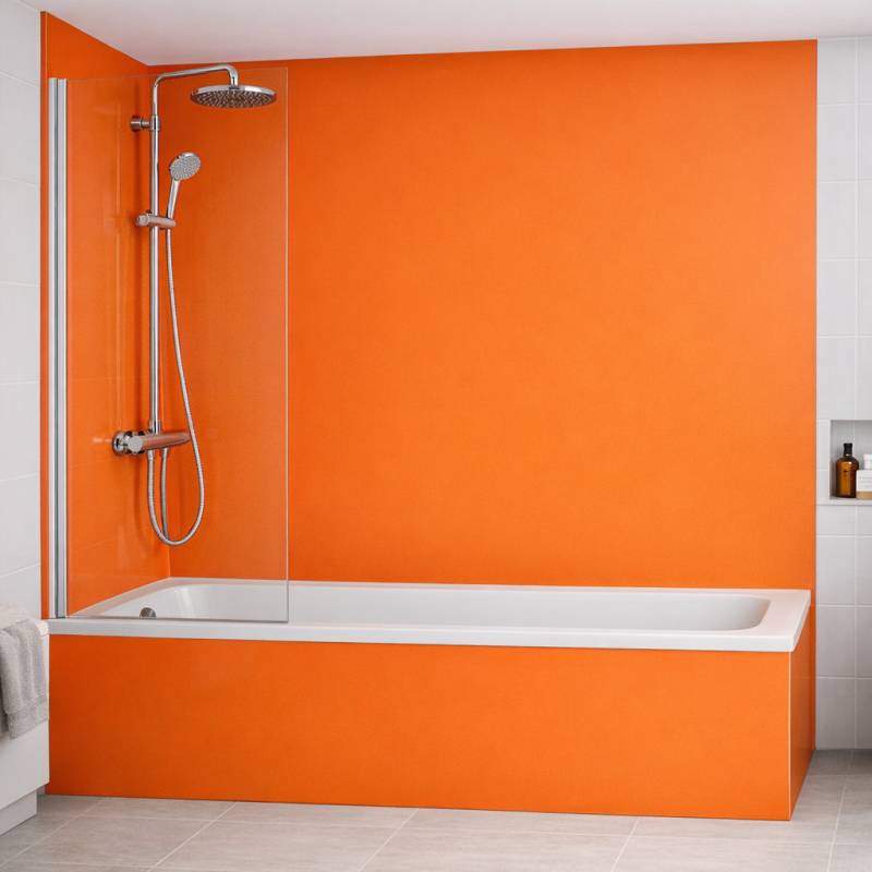 Panneau de douche orange sur mesure | Livraison gratuite