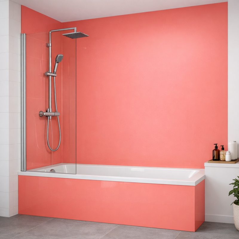 Panneau de douche rouge clair sur mesure | Livraison gratuite