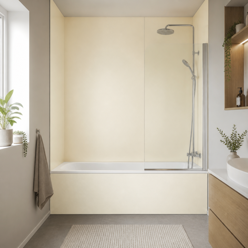 Panneau de douche blanc ivoire sur mesure | Livraison gratuite