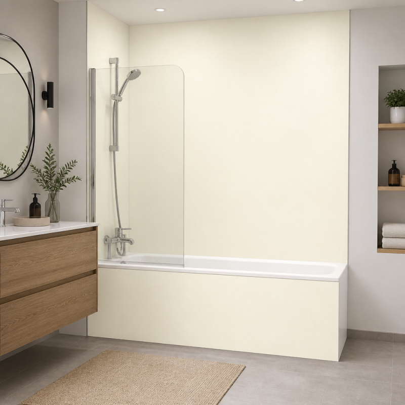 Panneau de douche blanc cassé sur mesure | Livraison gratuite