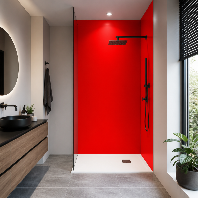 Panneau de douche rouge sur mesure | Livraison gratuite