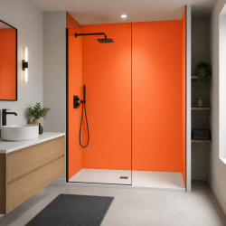 Panneau de douche orange corail sur mesure | Livraison gratuite