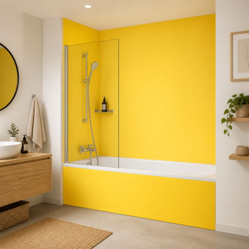 Panneau de douche jaune impérial sur mesure | Livraison gratuite