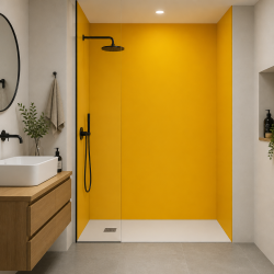 Panneau de douche RAL 1003 Jaune de sécurité sur mesure | Livraison gratuite