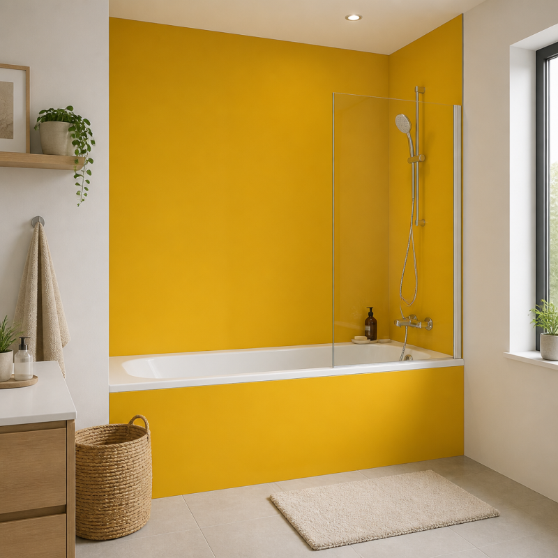 Panneau de douche RAL 1004 Jaune or sur mesure | Livraison gratuite