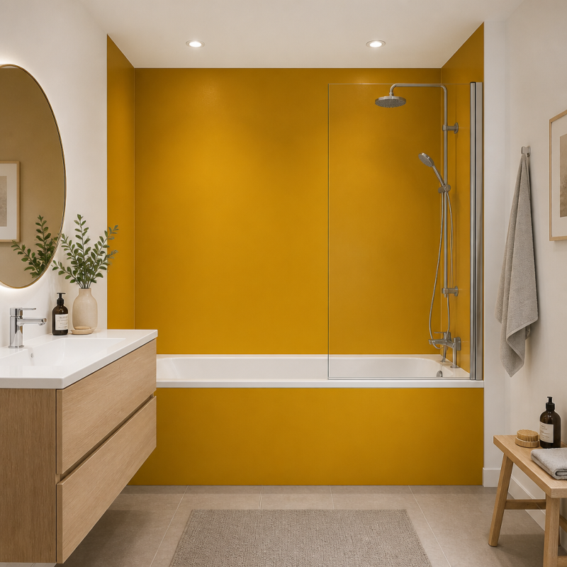Panneau de douche RAL 1006 Jaune maïs sur mesure | Livraison gratuite