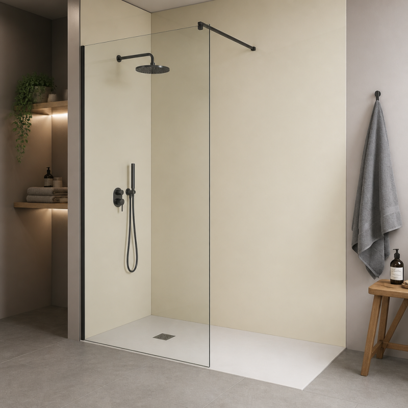 Panneau de douche RAL 1013 Blanc perlé sur mesure | Livraison gratuite