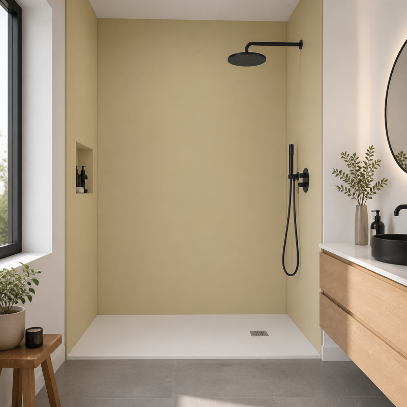 Panneau de douche RAL 1014 Ivoire sur mesure | Livraison gratuite