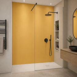 Panneau de douche RAL 1017 Jaune safran sur mesure | Livraison gratuite