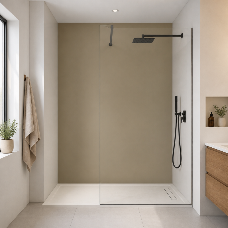 Panneau de douche RAL 1019 Beige gris sur mesure | Livraison gratuite