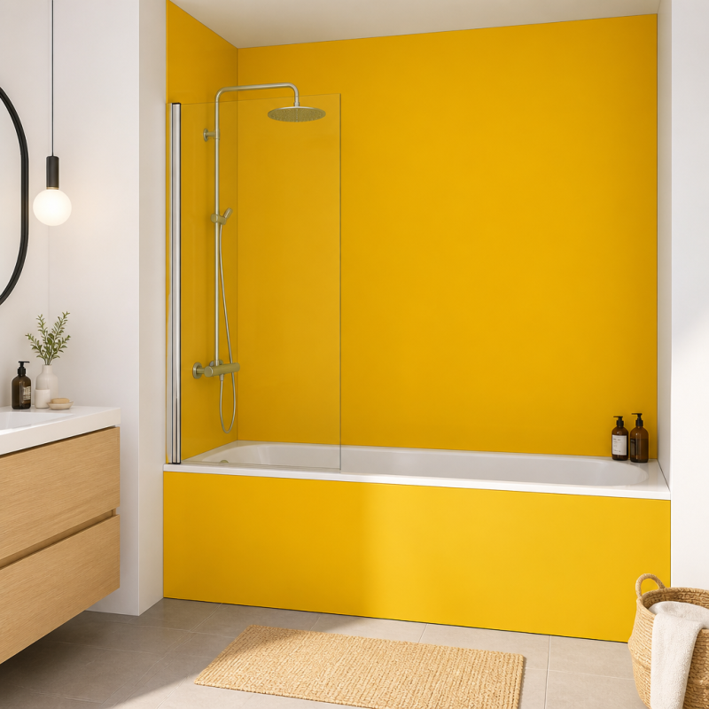 Panneau de douche RAL 1023 Jaune signalisation sur mesure | Livraison gratuite