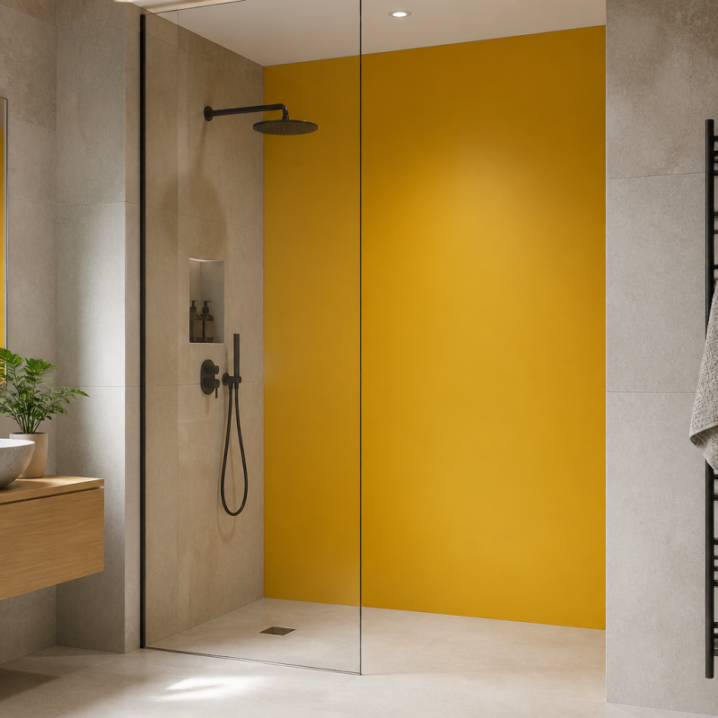 Panneau de douche RAL 1032 Jaune genêt sur mesure | Livraison gratuite