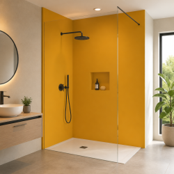 Panneau de douche RAL 1033 Jaune dahlia sur mesure | Livraison gratuite