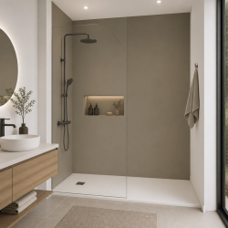 Panneau de douche RAL 1035 Beige nacré sur mesure | Livraison gratuite