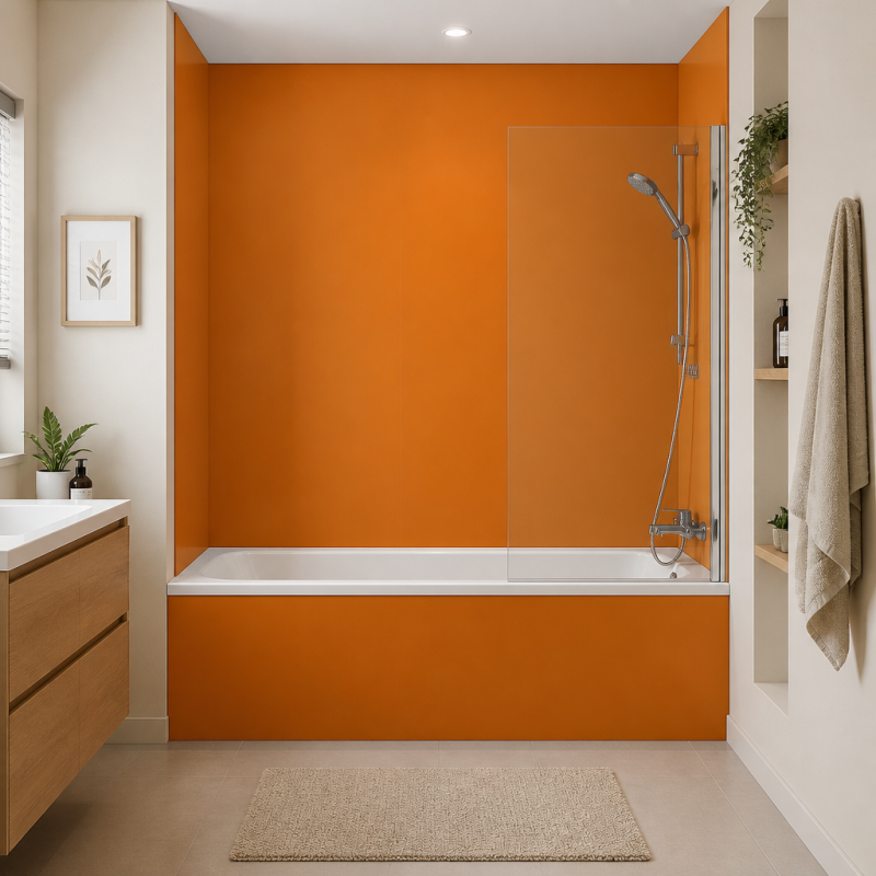 Panneau de douche RAL 2000 Orangé jaune sur mesure | Livraison gratuite