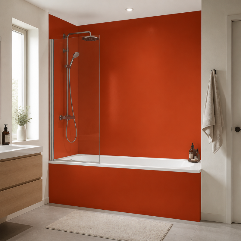Panneau de douche RAL 2002 Orangé sang sur mesure | Livraison gratuite