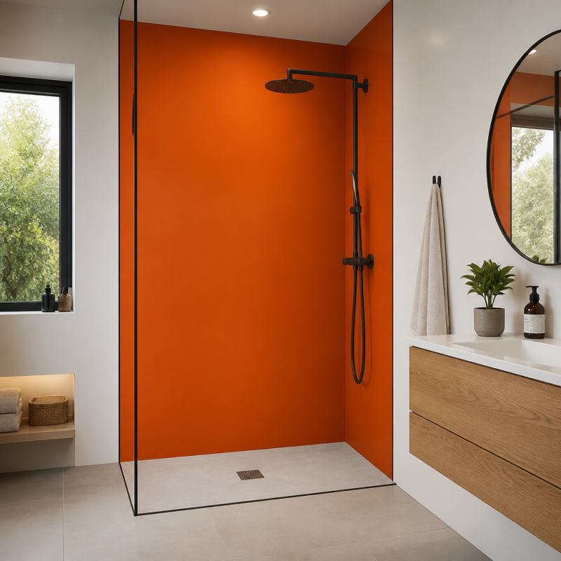Panneau de douche RAL 2004 Orangé pur sur mesure | Livraison gratuite